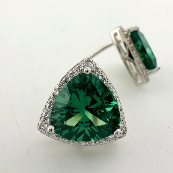 Trillion Cut 6.30 Ct Lab Created Color Changing Pariaba Gemstone Earrings - Picture 1 of 11